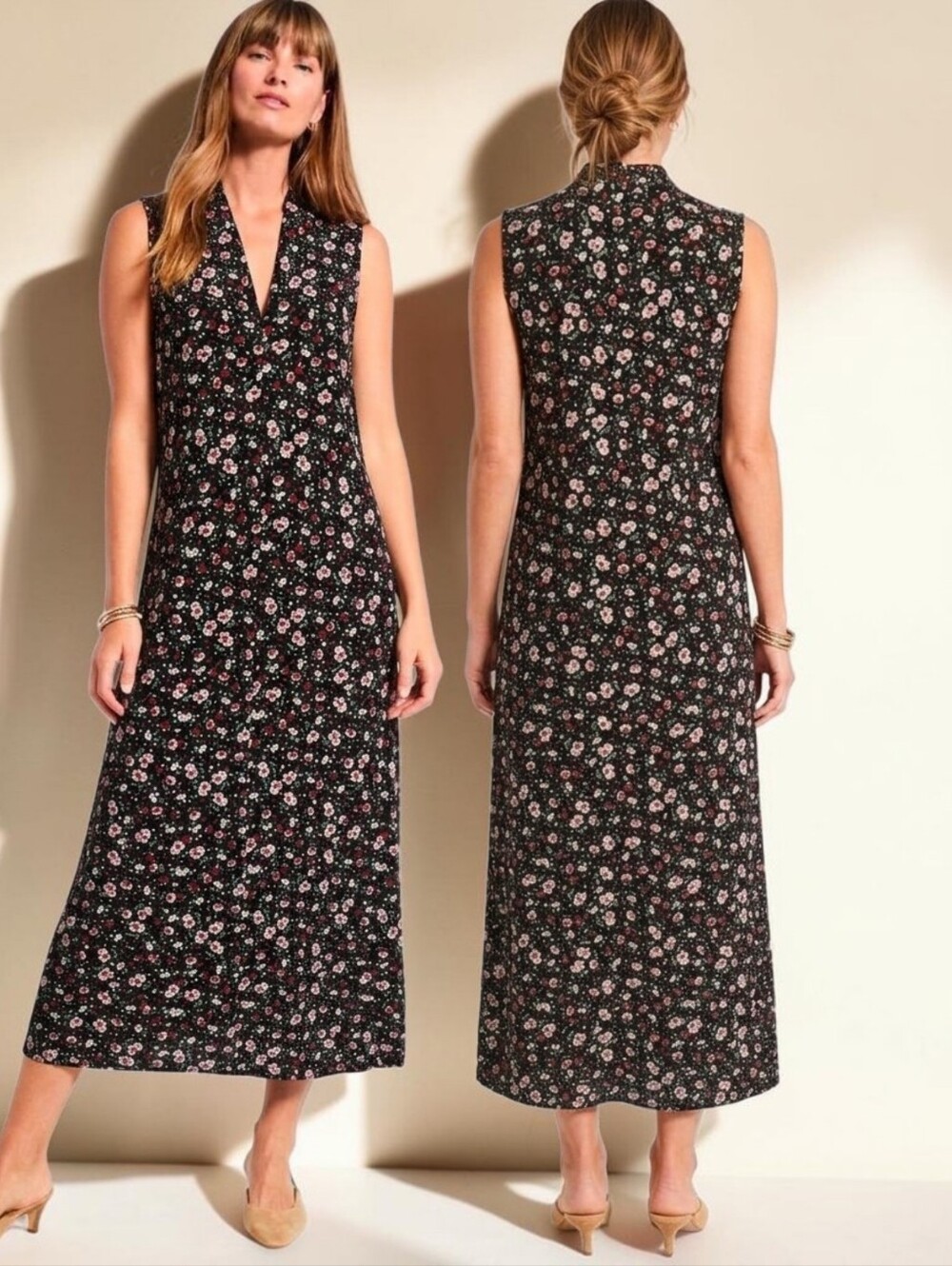 J. JILL Wearever Floral Print Midi Shift Dress - Size M